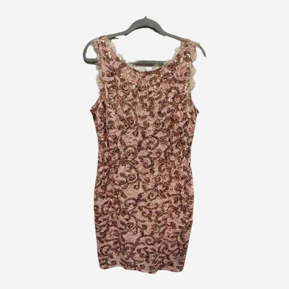 Marina Sequin Plus Size Pink Bodycon Mini Dress Size 14 NWT Formal Wedding Party - Picture 2 of 7